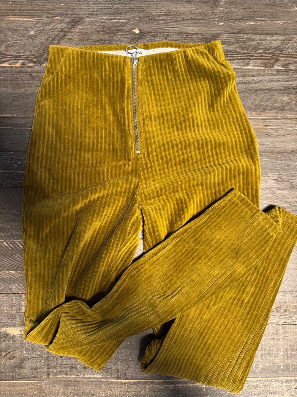 Twik |  Mustard Ribbed Corduroy-look  Leggings with Front Zip